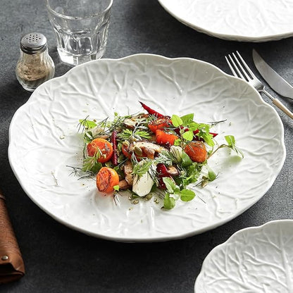 Appetizer Plates Western Steak Plate Household Dish Plate Ceramic Creative White Shallow Plate Fruit Salad Plate Cheap Plates(Small)