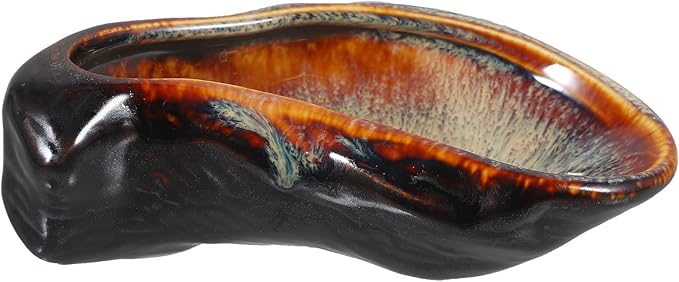 BESPORTBLE Ceramic Oyster Dish Plate Vintage Style Food Serving Plate Rustic Glaze Porcelain Small Serving Dish for Seafood Appetizers and Condiments