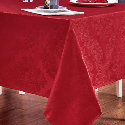 Rectangle Table Cloth Linen Farmhouse Stainproof Waterproof Washable Polyester Oblong Rectangular Fabric Table Cover for Kitchen Dining Dinner (Red, 60 X 84 Inch)