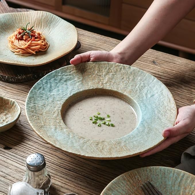 Round Ceramic Plate For Steak And Western Food Tableware For Home And Hotel(9inchdisc)
