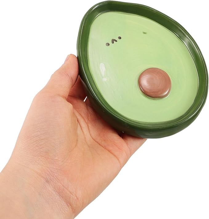 HOMSFOU Ceramic Avocado Dip Plate 4-inch Hand-painted Small Snack Dish Cute Fruit Serving Plate for Sushi and Appetizers Household Dining