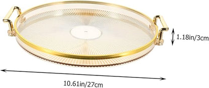 ABOOFAN Round Dual-Handle Serving Tray Vintage Decorative Fruit Plate for Home Kitchen Accessory for Tea Cups Snacks and Jewelry Organization