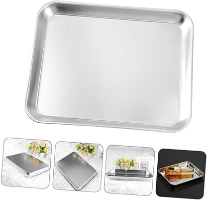 GARVALON Stainless Steel Food Plate Multi-Purpose Serving Tray for Appetizers Snacks Desserts Baking