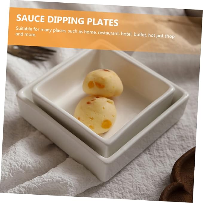 2pcs Multipurpose Square Dessert Bowl Snack Storage Plates for Sauces Dipping and Appetizers Lightweight Kitchenware for Home Restaurant Parties