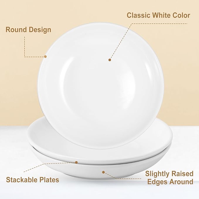 16 Pcs Ceramic Appetizer Plates, 6 Inch White Dessert Plates, Small Porcelain Plate for Appetizers, White Round Salad Plate for Cake Bread Ice Cream Snacks, Microwave Dishwasher & Oven Safe