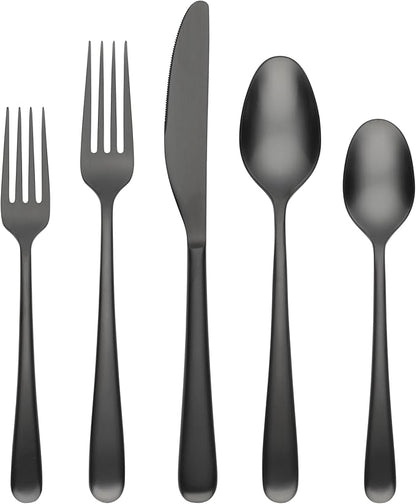 Cambridge 514520CKW12DS Rafael Black Flatware, 20-Piece Set