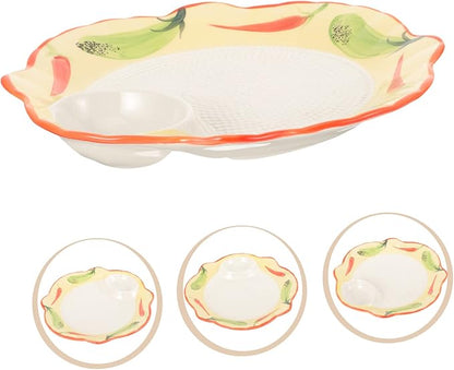 Alipis Dumpling Dish Snacks Serving Plate Ceramic Divided Sauce Dipping Plate