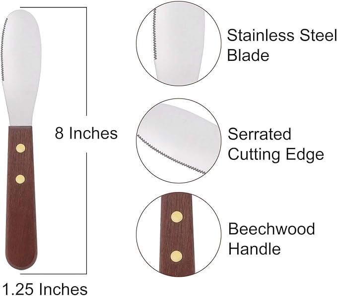 HIC Kitchen Spreaders, Stainless Steel Blade with Beechwood Handle, Set of 2
