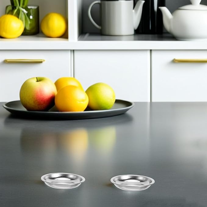 BETOOKY 20pcs Tea Bag Dish Round Stainless Steel Plates Holder for Tea Pot Drip Catcher Serving Tray for Snacks Party and Festive Use