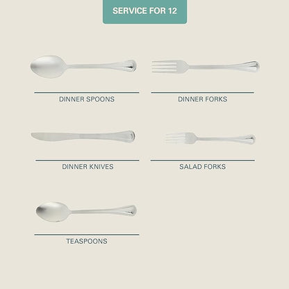 Gibson Home South Bay 65-Piece Stainless Steel Flatware Utensil Set with Wire Caddy – Silverware Service for 12 Plus Hostess Serving Pieces