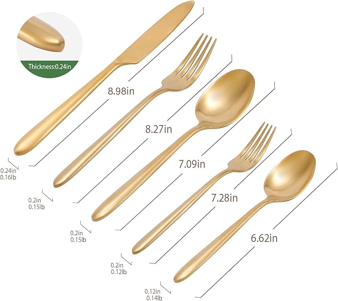 Flatware Stainless Steel Silverware 20-Piece Matte Gold Drip Handle Cutlery Set for Home Kitchen Restaurant Hotel Service for 4