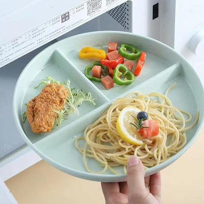 RUIBOLU Unbreakable Divided Plates 5PCS for Kids Adults, Compartment Plates, Lightweight Reusable Dinnerware Portion Control Plastic (5Pack- 9IN)