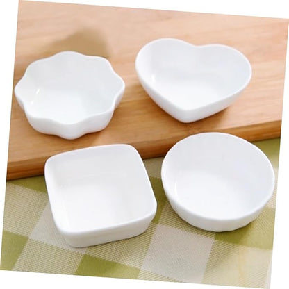Healifty 2PCS White Ceramic Dipping Dish Elegant Square Appetizer Plates for Sauces Dressings Desserts Versatile Kitchen Seasoning Bowls for Parties and Gatherings