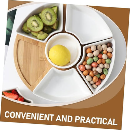 PRETYZOOM Divided Serving Dish Ceramic Plate Dividers Fruit Veggie Platter Appetizer Serving Tray