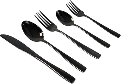 Black Flatware Set, 60-Piece Stainless Steel Silverware Cutlery Set for 12