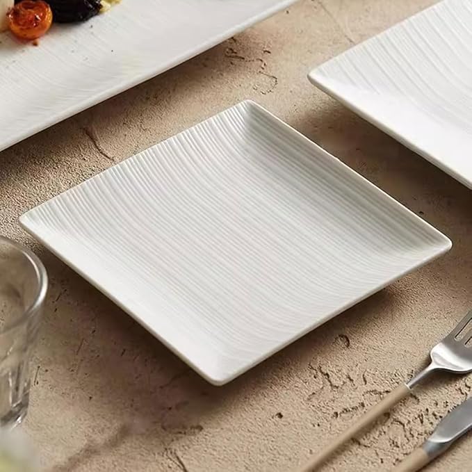 SONGCHAO Party Supplies White Porcelain Square Dinner Plate Home Kitchen Salad Plate Restaurant Western Food Plate Appetizer Plate Party Plates (Color : 6.4in)