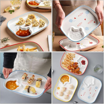 Hemoton 1pc Ceramic Dumpling Plate Sauce Compartment Multi-purpose Food Serving Plate for Appetizers Snacks and Desserts Lightweight Easy to Clean for Home and Restaurant Use