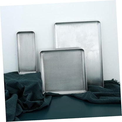 Silver Aluminum Retro Storage Tray Small Practical Container Vintage Decorative Utility Tray for Food Serving Cake Bread Display Rustic Kitchen Use