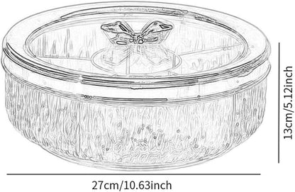 Divided Serving Tray with Transparent Lid Rotating Snack Tray Appetizer Platter Divided Dessert Dish Suitable for Living Room Gatherings GIF, Golden Ball