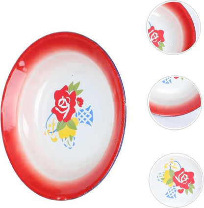 IMIKEYA 2pcs Retro Floral Plates Thick Vintage Ceramic Serving Dishes for Appetizers and Fruits Stylish Kitchen Home Supply