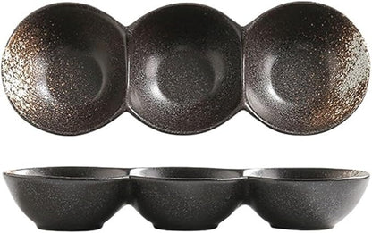 Sauce Dish 1 Piece Dipping Bowl Multi-Compartment Plate Ceramic Compartmentalized Grilled Meat Seasoning Flavor Hot Pot Snack Bowl Dish Snack Plate(D), ZCL2024