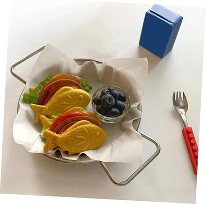 1pc Party Food Plate with Double Handles Snack Tray for Serving Salad for Afternoon Tea Bbqs Camping and Family Gatherings