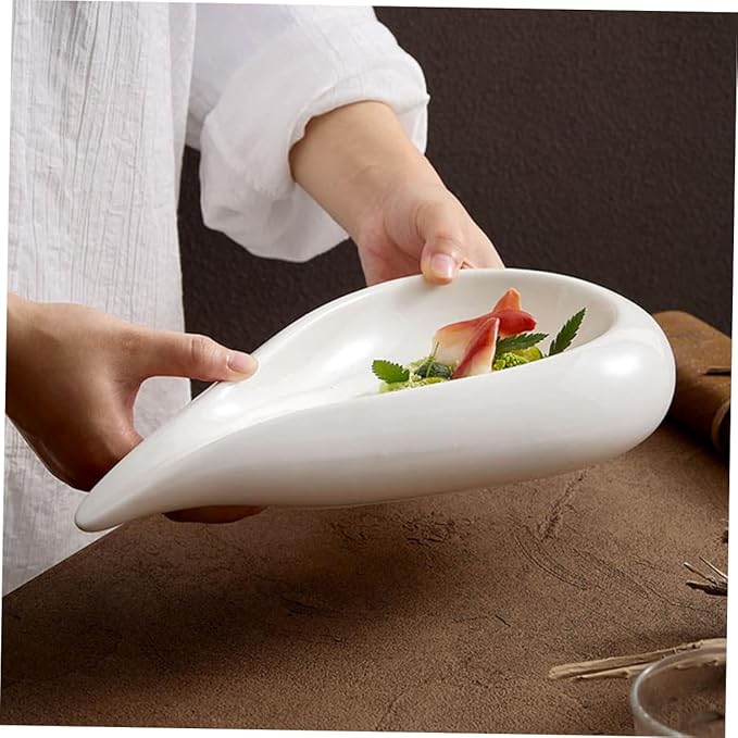 ABOOFAN Ceramic Food Plate Irregular Serving Dish with Design for Appetizers Desserts and Fruits Easy to Clean for Home Restaurant Use