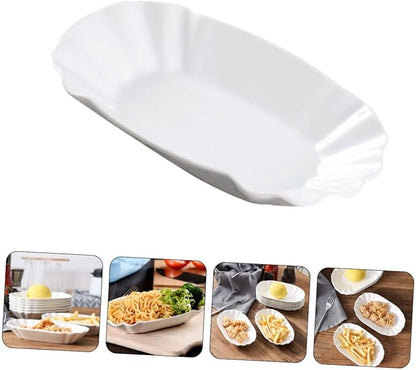 Cabilock 2pcs Ceramic Snack Plates Creative White Dishes for Appetizers Dried Fruits Nuts and Desserts for Home Parties and Gatherings