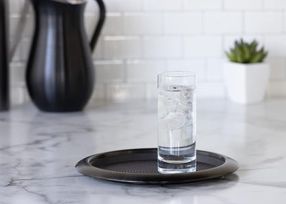 Service Ideas TR1412RIBX Tray with Removable Insert, 12" Round, Stainless Steel, Black Onyx