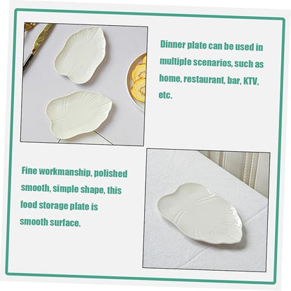 Ceramic Leaf-shaped Serving Plate for Appetizers and Desserts Versatile Food Storage Dish for Parties Breakfast and Snacks White Easy to Clean