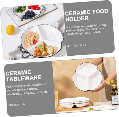 Ceramic Divided Plate Compartment Dinnerware Porcelain Portion Control Bowl for Parties for Serving Snacks Fruits Veggies and Appetizers