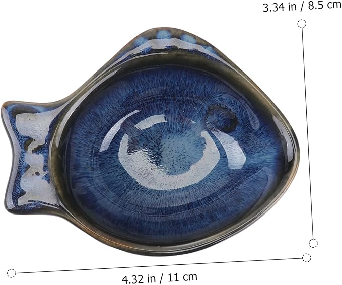 Fish Shaped Ceramic Sauce Dish Unique Appetizer Plate for Seasoning Dipping for Home Restaurants and Catering Easy to Clean Safe for Families Blue