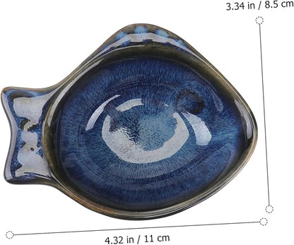 Fish Shaped Ceramic Sauce Dish Unique Appetizer Plate for Seasoning Dipping for Home Restaurants and Catering Easy to Clean Safe for Families Blue