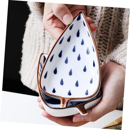 GLEAVI Leaf Shaped Ceramic Seasoning Dish Random Pattern Appetizer Plates for Snacks Dipping Sauces and Fruits Versatile Kitchenware for Parties Bbqs and Outdoor Events