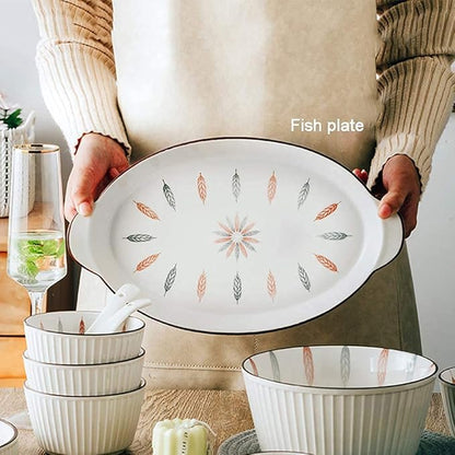 38 Pcs Dinnerware Sets, Chinese Style Porcelain Tableware Set with Plates and Bowls, White Ceramic Dinner Set for Home Kitchen and Dinning, Microwave and Dishwasher Safe,White-23pcs