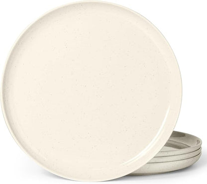 ONEderful 11 Inch Melamine Dinner Plates Set of 4 - White Modern Flat Plates, Durable & Lightweight Catering Dishes for Christmas, Parties, Picnics, Holidays, Dishwasher Safe (White)