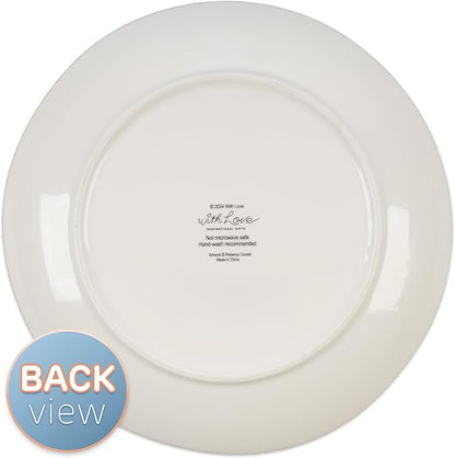 WITH LOVE 9" Ceramic Serving Plate for Home & Kitchen: Faith Hope Love Pink Floral Inspirational Dish for Appetizers, Desserts, Snacks-Food Safe, Lead & Cadmium-free