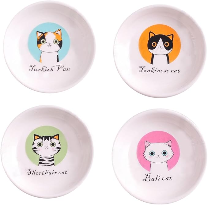 4pcs Ceramics Cat Dinner Plate Seasoning Dishes Sushi Dipping Bowl Appetizer Plate Dessert Plate,Home Decoration