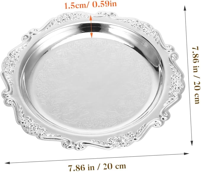 Cabilock Elegant Wrought Serving Tray Vintage Dessert Platter for Snacks Jewelry Display and Home Decor Sturdy Multifunctional Snack Serving Dish for Parties