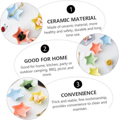 Zerodeko 3pcs Ceramic Seasoning Dishes for Appetizers Kitchen Spice Storage Non- Plates for Home Parties Bbq and Outdoor Use Color Random