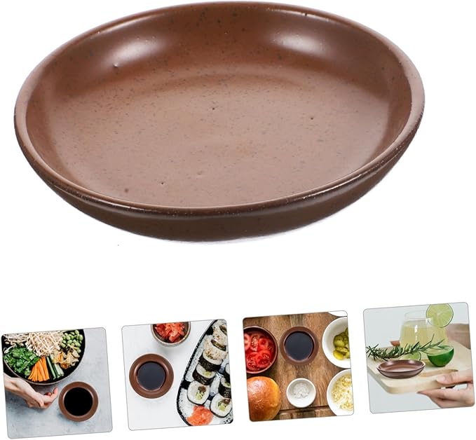 LIFKOME Ceramic Appetizer Plate Shallow Serving Dish for Dipping Sauces Rustic Style Snack Bowl for Hotel Dining and Restaurant Use 4-piece Set