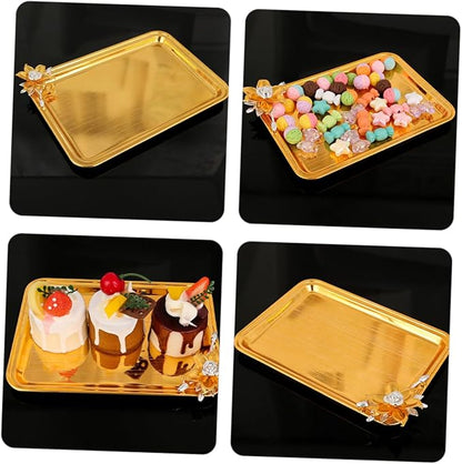 PRETYZOOM Metal Square Tray for Dinner Party Platter Decoration Serving Snack Storage Bread Fruit Tea Serving Tray