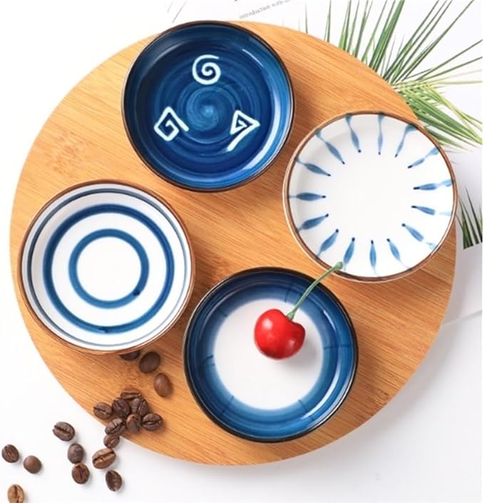 Appetizer Plates Saucer Dish, Dipping Snack Bowl, Ceramic Small Serving Dish Condiment Dish Sushi Soy Dish for Condiment