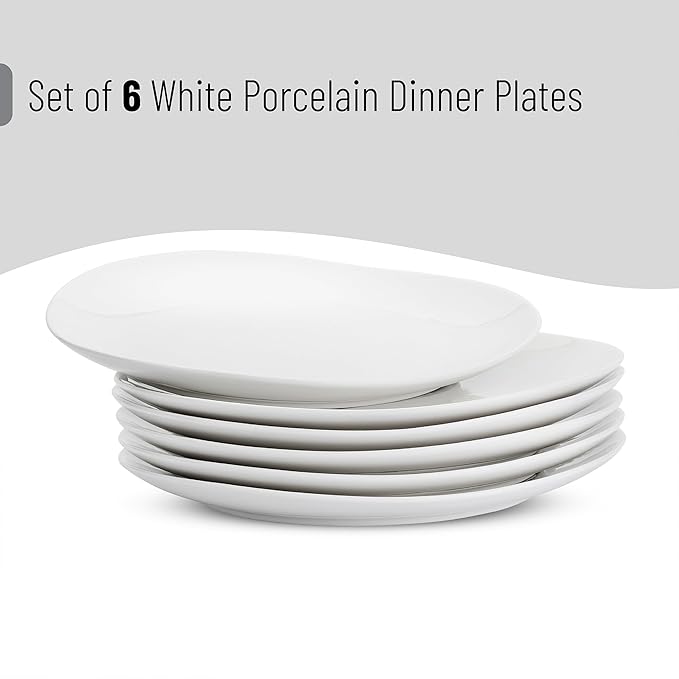 BTaT- White Porcelain Dinner Plates, Set of 6, 11 Inch, Triangular Modern Style, Ceramic, Dishwasher & Microwave Safe