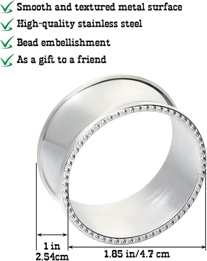 16 Pcs Silver Napkin Rings Set Hollow Out Metal Napkin Holder Exquisite Serviette Buckle Bulk for Wedding Party Gathering Dinner Table Decoration