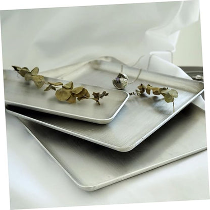 Ciieeo Retro Elegant Silver Aluminum Storage Tray Decorative Snack Plate for Pastry Dessert Display Small Rustic Serving Tray for Home Reusable and Easy to Clean