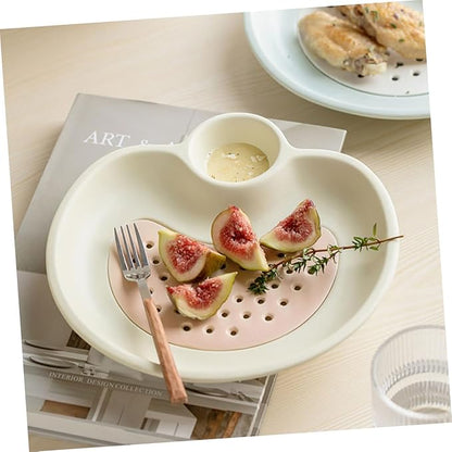 Ceramic Dumpling Plate Sauce Compartment Double Layer Design for Easy Draining for Appetizers and Snacks Stylish Shell Shape for Home and Restaurant Use