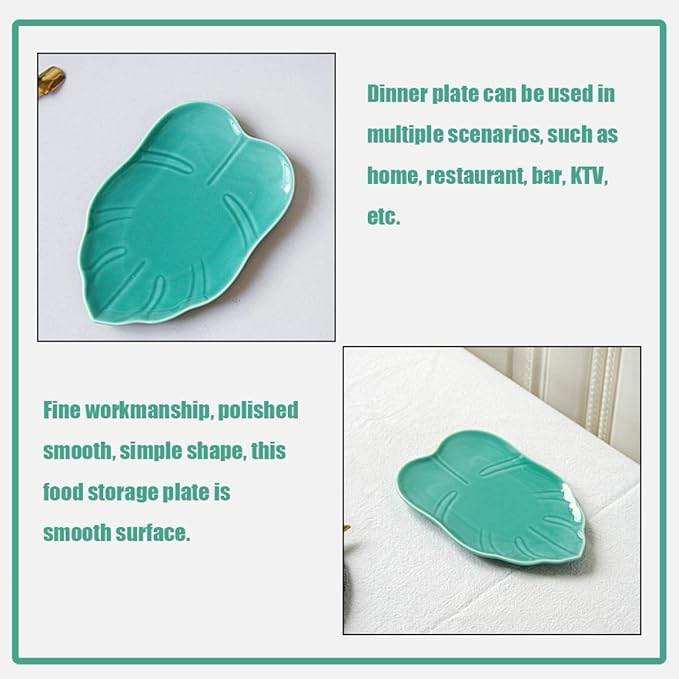 Leaf Shaped Dessert Plate Ceramic Dinnerware Craftsmanship for Serving Decor
