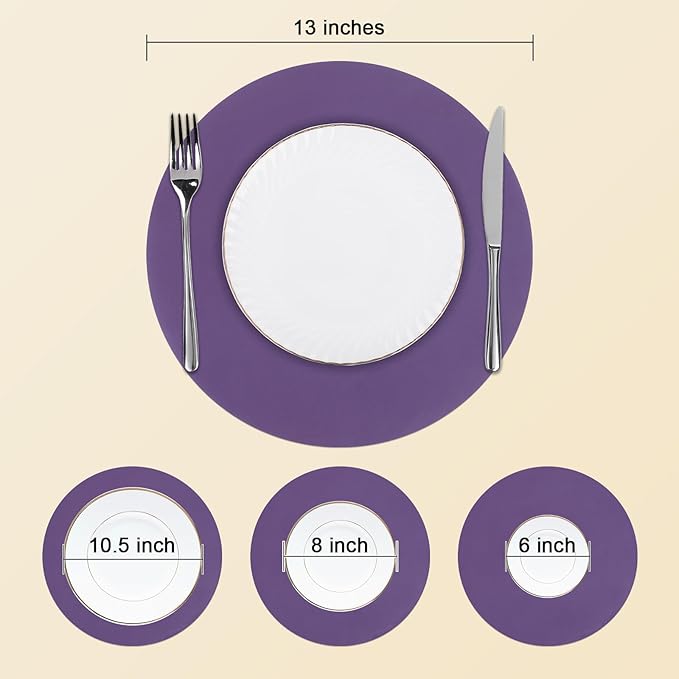 SHACOS 100 PCS Round Paper Placemats 13 inch Disposable Paper Place Mats for Dinner Wedding Birthday Party Festival Table Decoration Indoor Outdoor, Purple