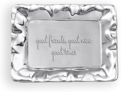 Beatriz Ball, Giftable Vento Small Rect. Tray, 7294, Engraved with The Words Good Friends, Good Wine, Good Times